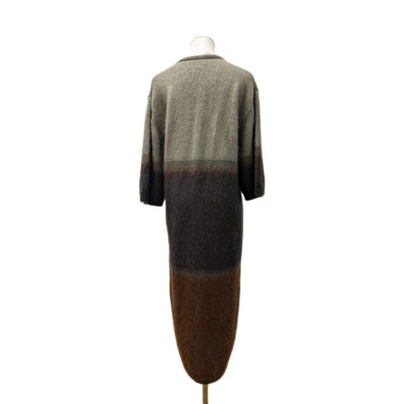 Hermes Sage Taupe Mohair Wool Silk Lambskin Tassel Midi Sweater Dress Size 40 - Picture 2 of 7